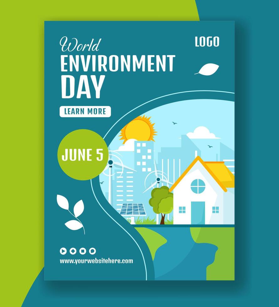 Environment Day Vertical Poster Flat Cartoon Hand Drawn Templates Background Illustration vector