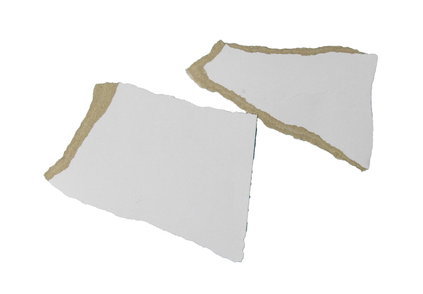 Ripped paper teared on isolated background, element of paper for advertising design photo