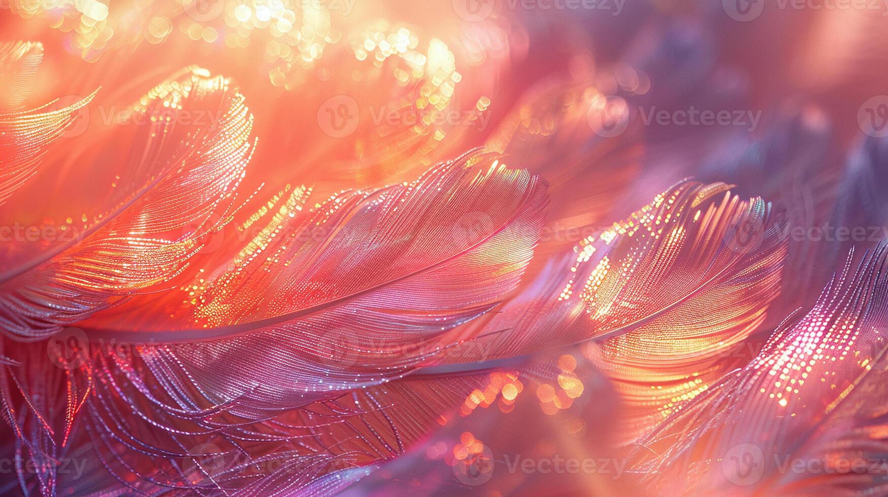 AI generated Vibrant feather texture with sparkling highlights for elegant backgrounds, fashion designs, and creative wallpapers photo