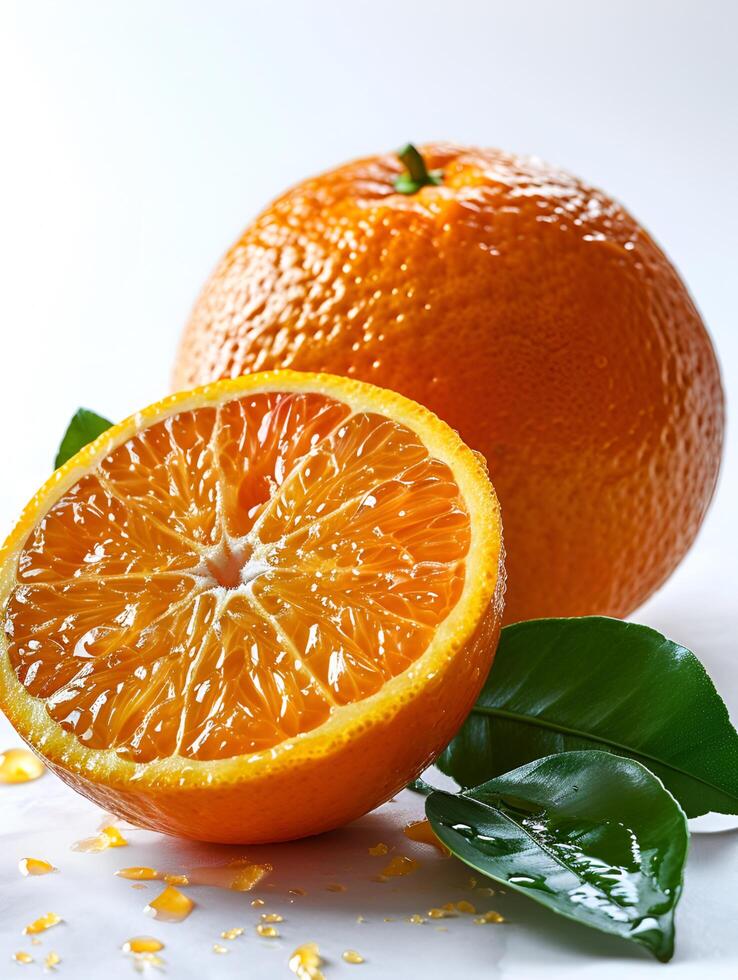 AI generated fresh orange isolated on the white background photo