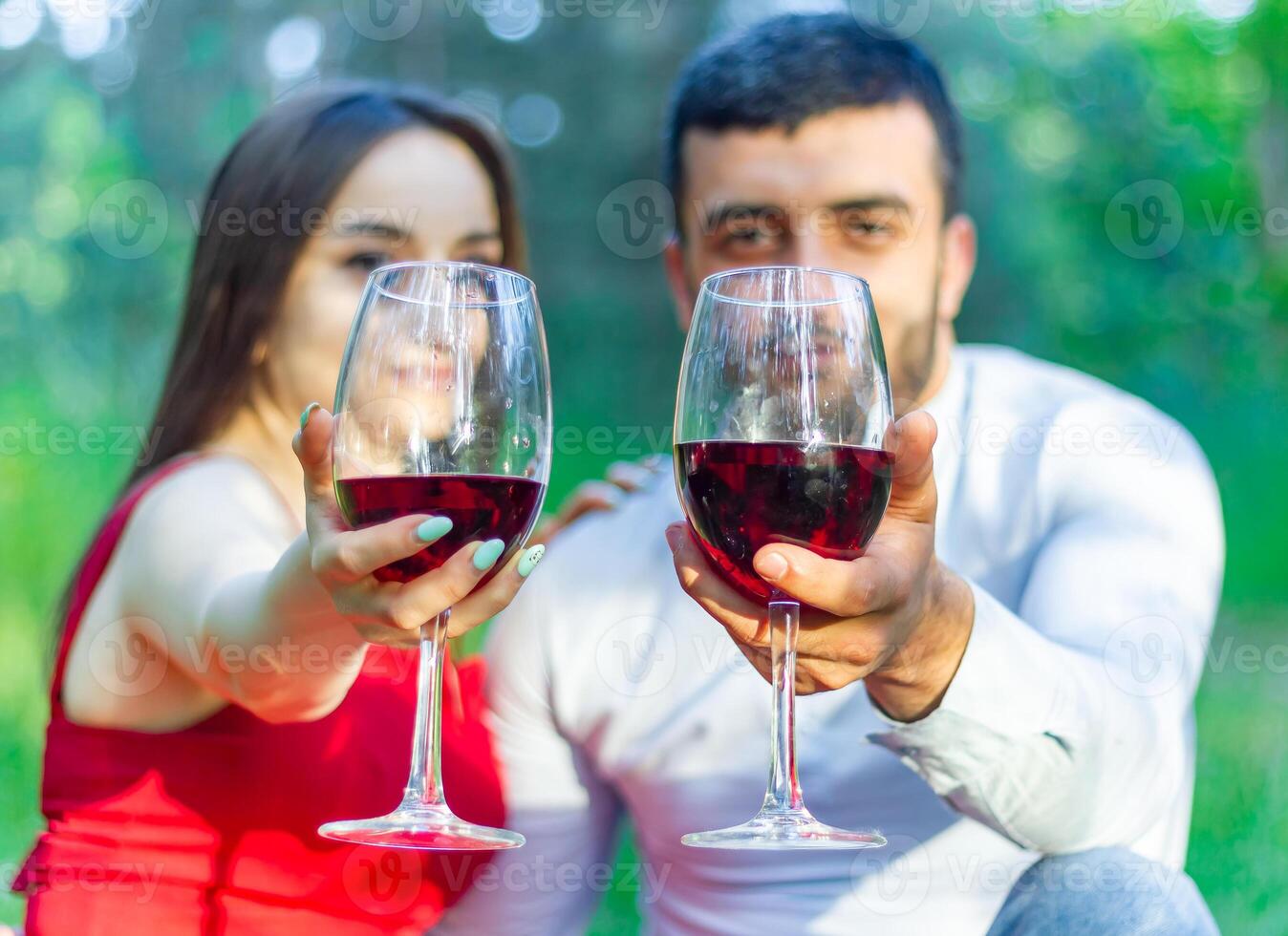 romantic couple in the garden, couple in the nature photo