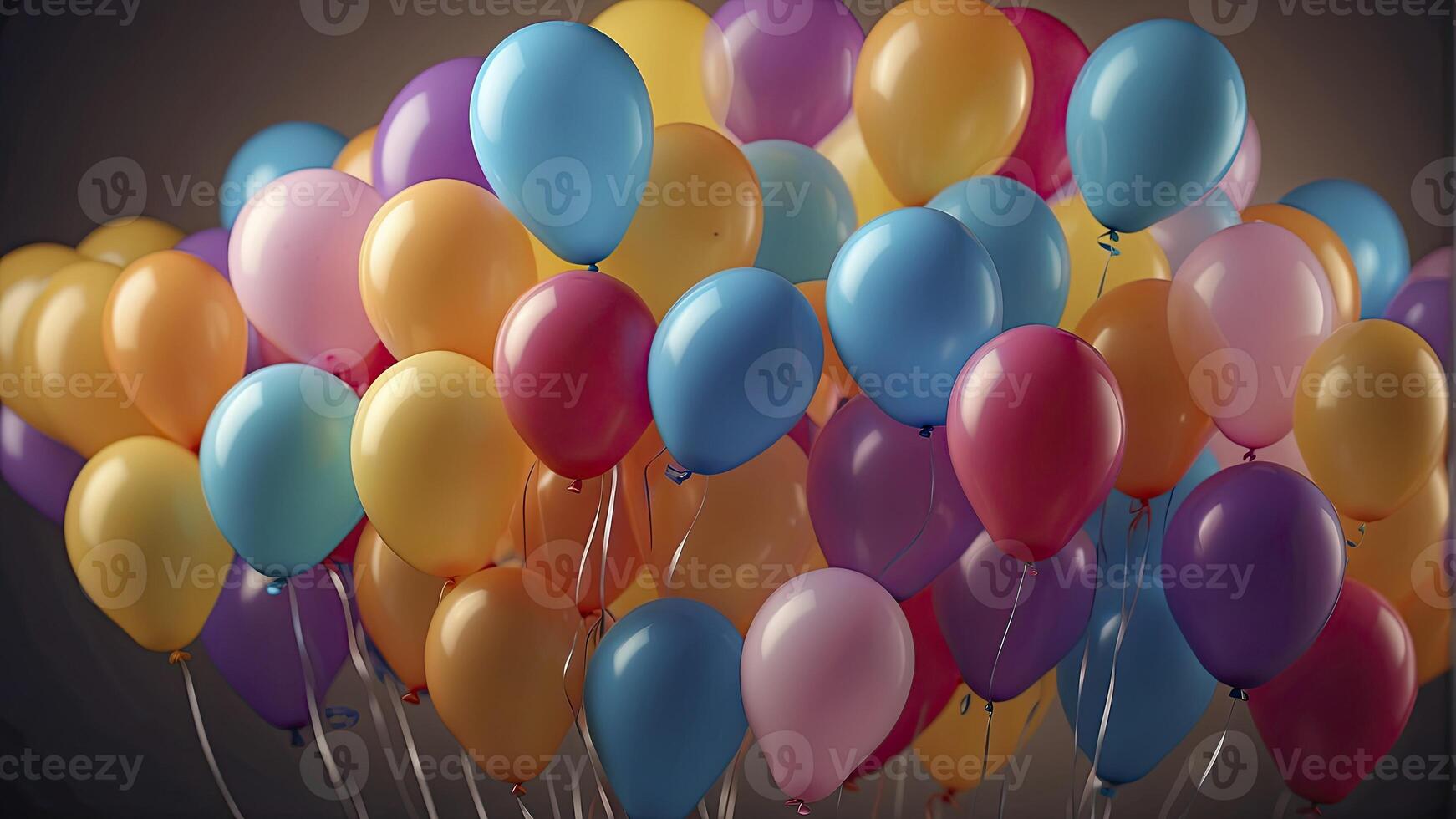 AI generated colorful balloons in the air, colorful balloons background, colored balloon wallpaper, happy background photo