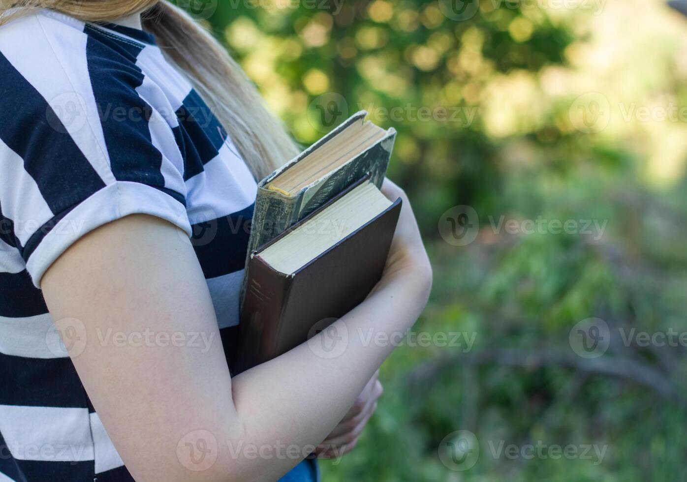 pretty young woman in the nature, summer scenery photo