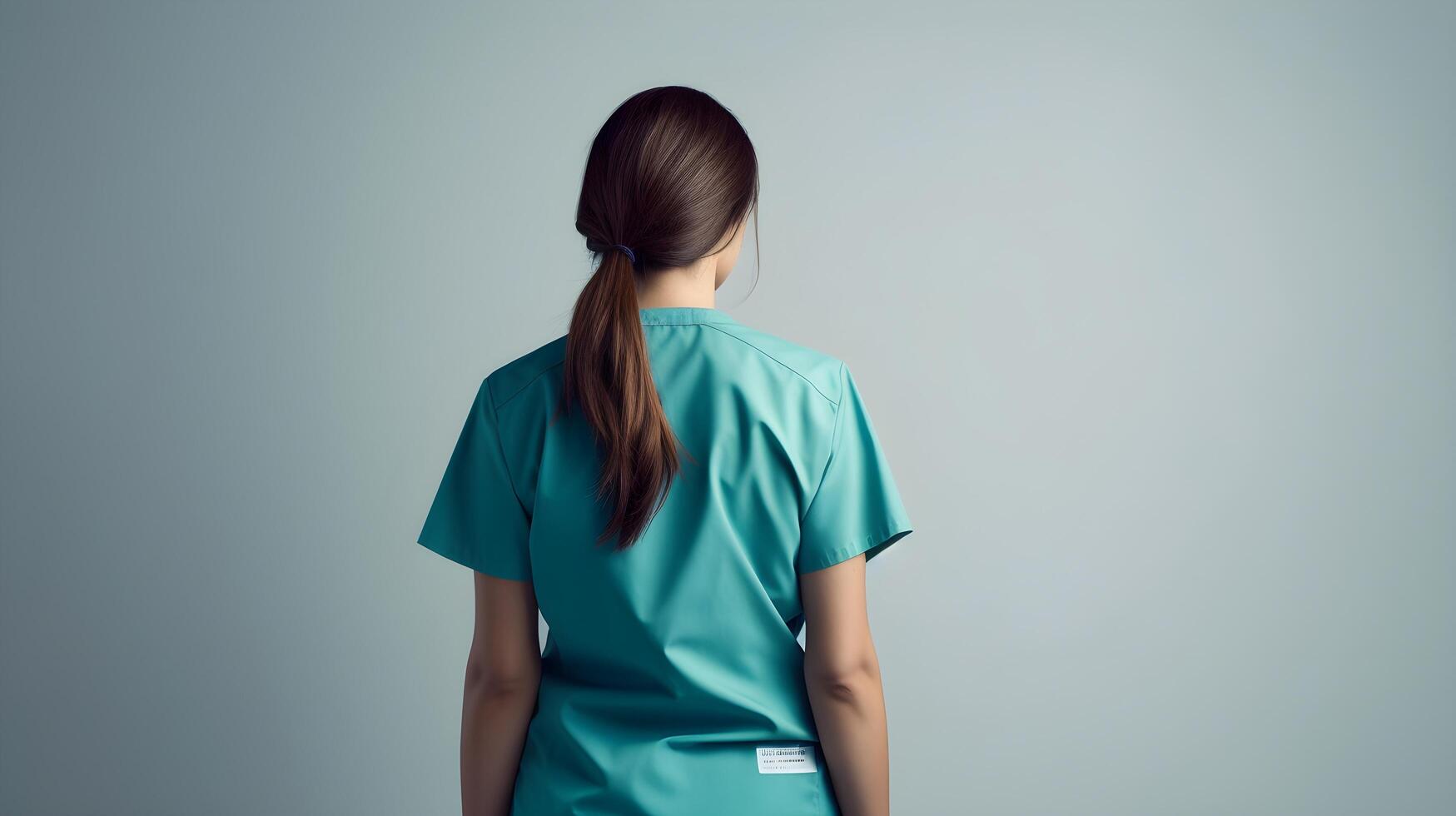 AI generated A nurse in uniform providing care, isolated on a calm light grey. AI Generated photo