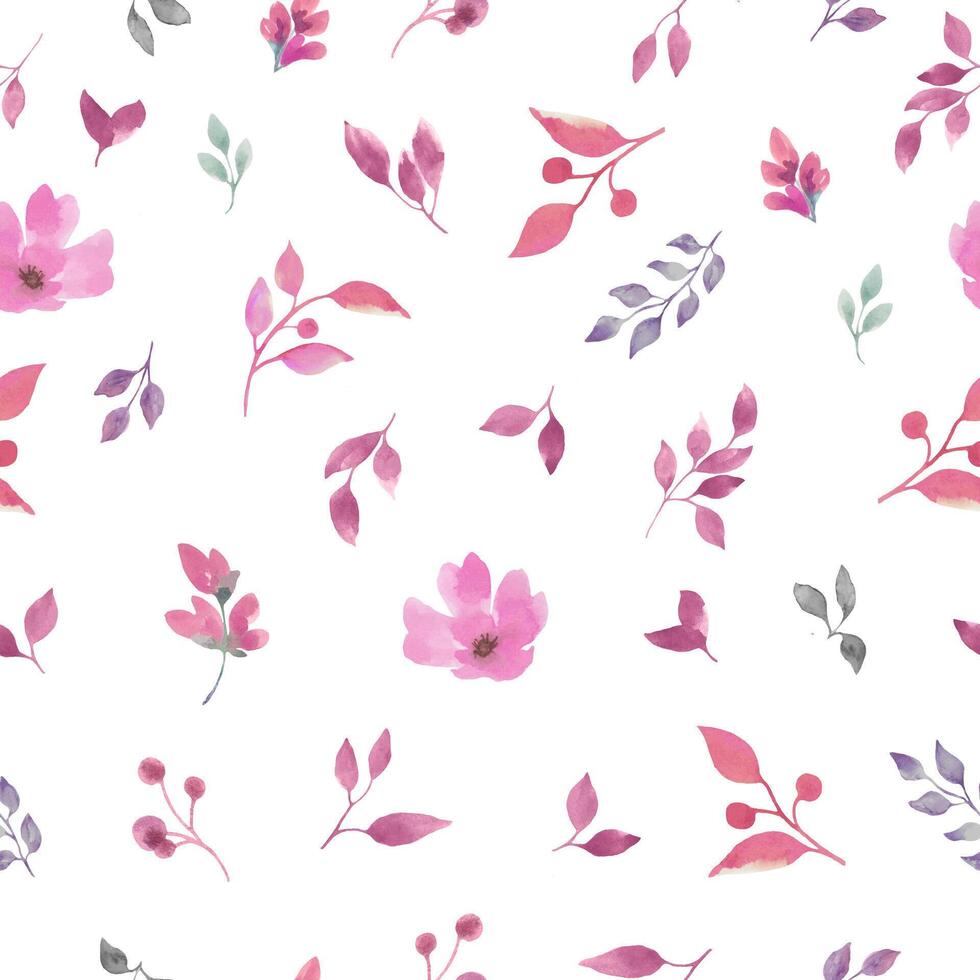 Seamless watercolor  floral pattern. Hand drawn illustration isolated on pastel background. Vector EPS.