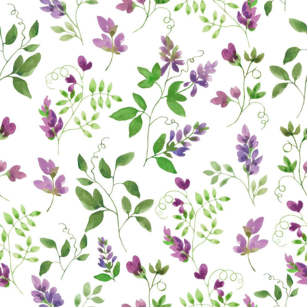 Seamless watercolor  floral pattern. Hand drawn illustration isolated on pastel background. Vector EPS.