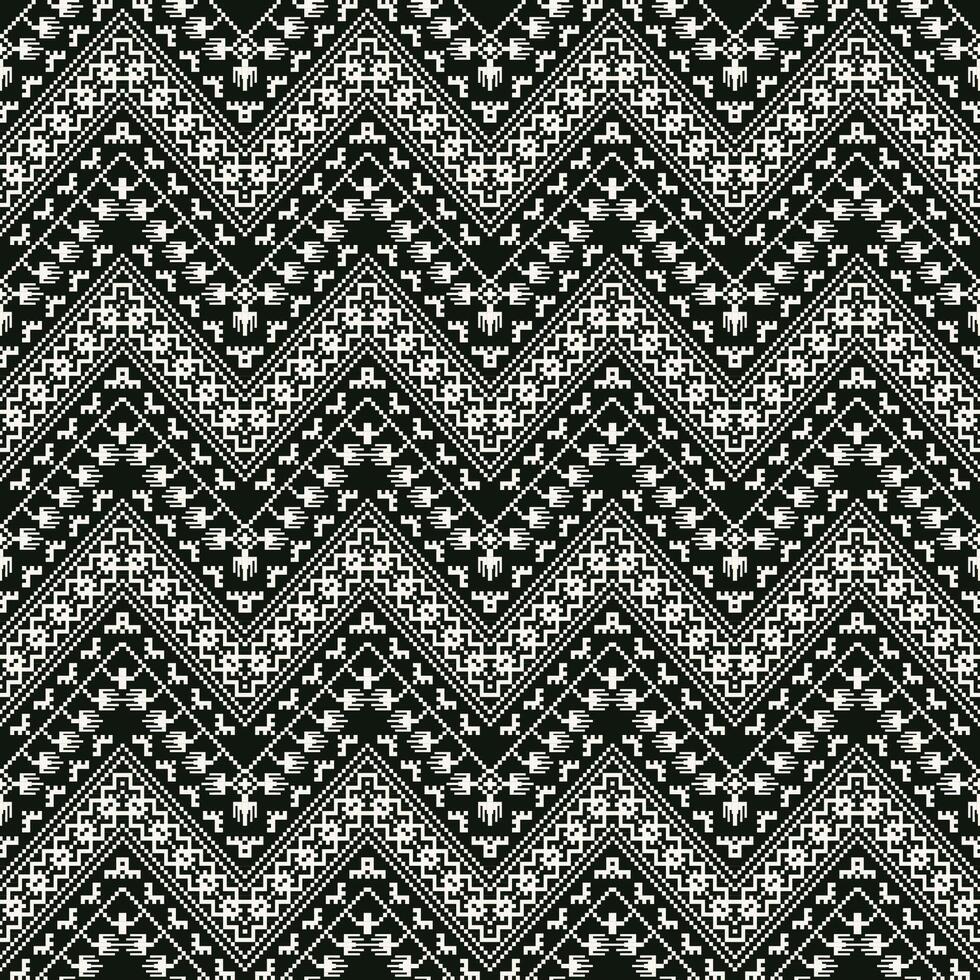 Ethnic geometric black and white pattern. Aztec embroidery geometric zigzag shape seamless pattern. Aztec geometric pattern use for textile, home decoration elements, upholstery, wrapping, etc. vector
