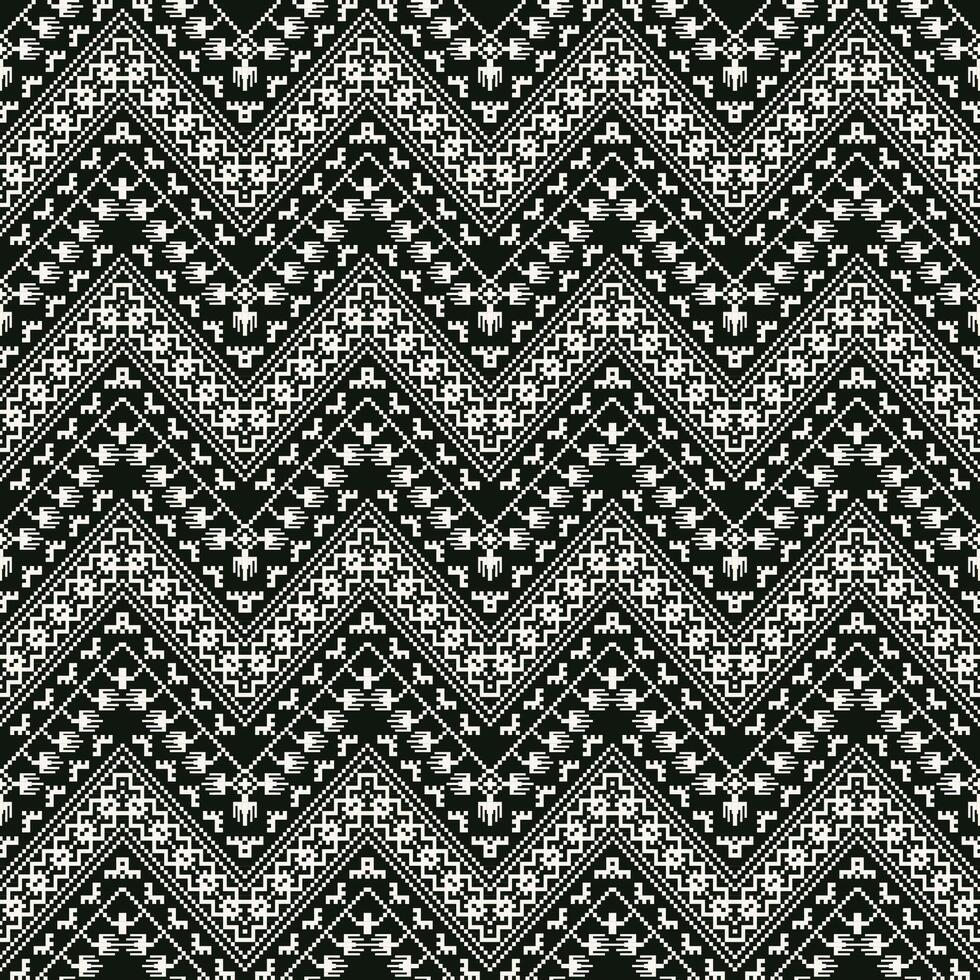 Ethnic geometric black and white pattern. Aztec embroidery geometric zigzag shape seamless pattern. Aztec geometric pattern use for textile, home decoration elements, upholstery, wrapping, etc. vector