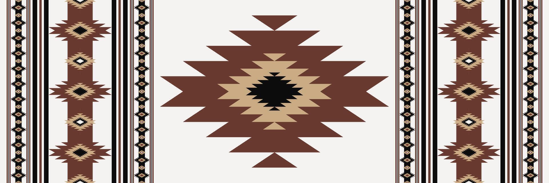 Southwestern geometric rug pattern. Aztec Navajo geometric stripes seamless pattern. Ethnic southwest geometric pattern use for area rugs, carpet, tapestry, tablecloth, table runner, cushion. vector