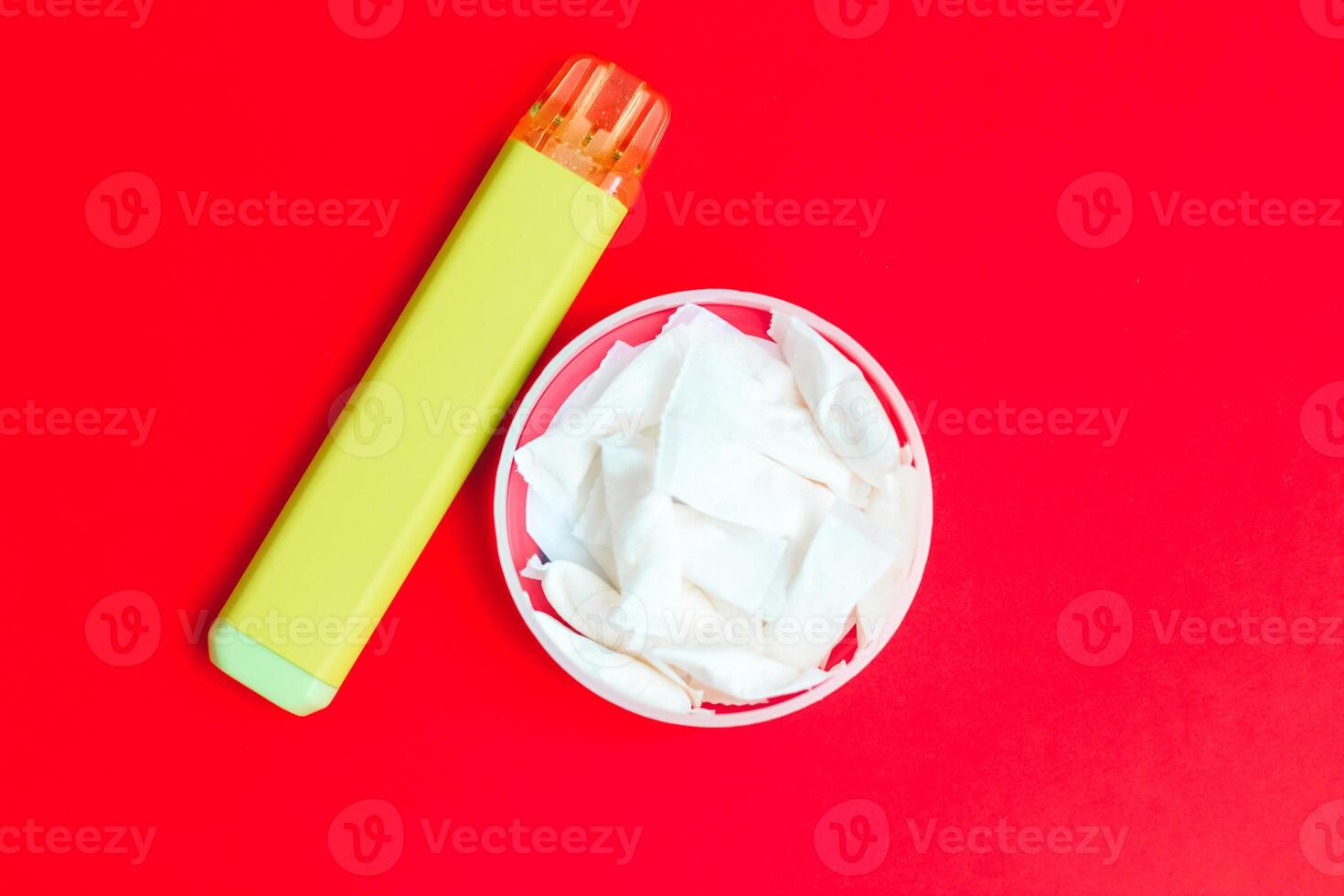 Nicotine pads snus, cigarette replacement, together with an electronic cigarette. photo