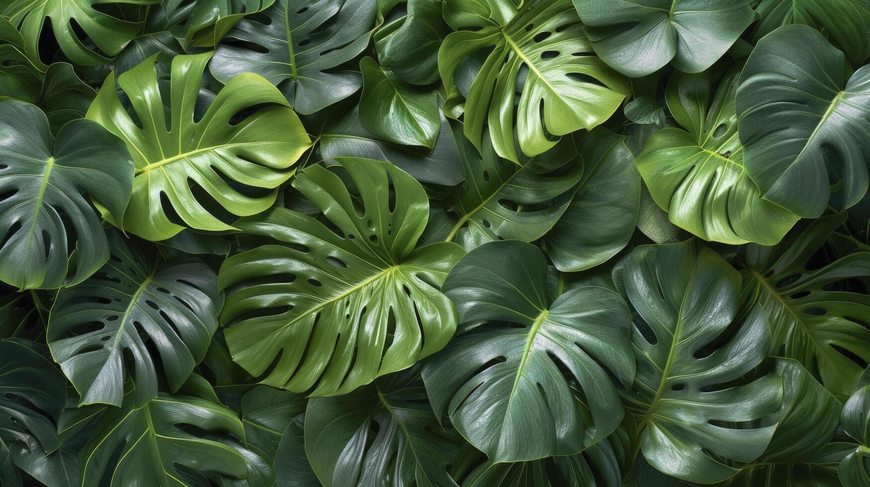 AI generated A Background Featuring Lush Green Palm Leaves photo