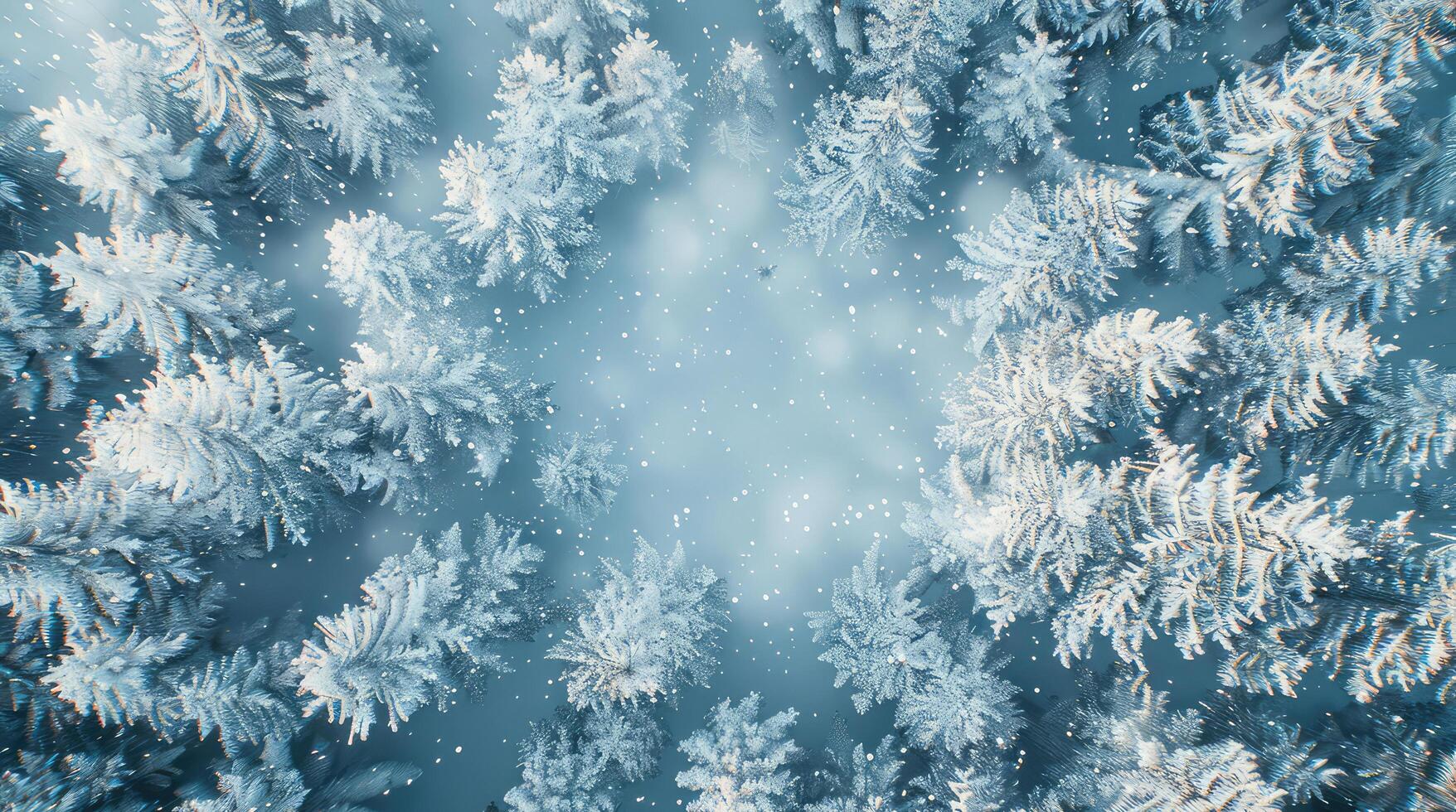 AI generated an aerial view of a snowy forest photo