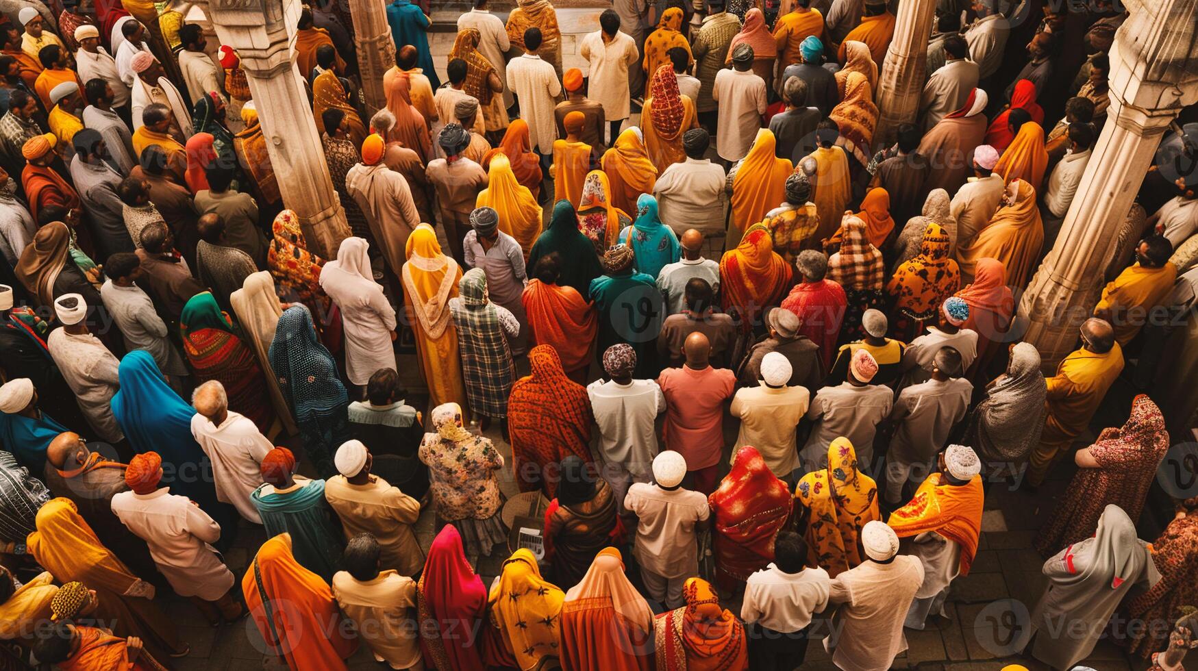 AI generated View of unknowns Hindu people attending a religious ceremony photo