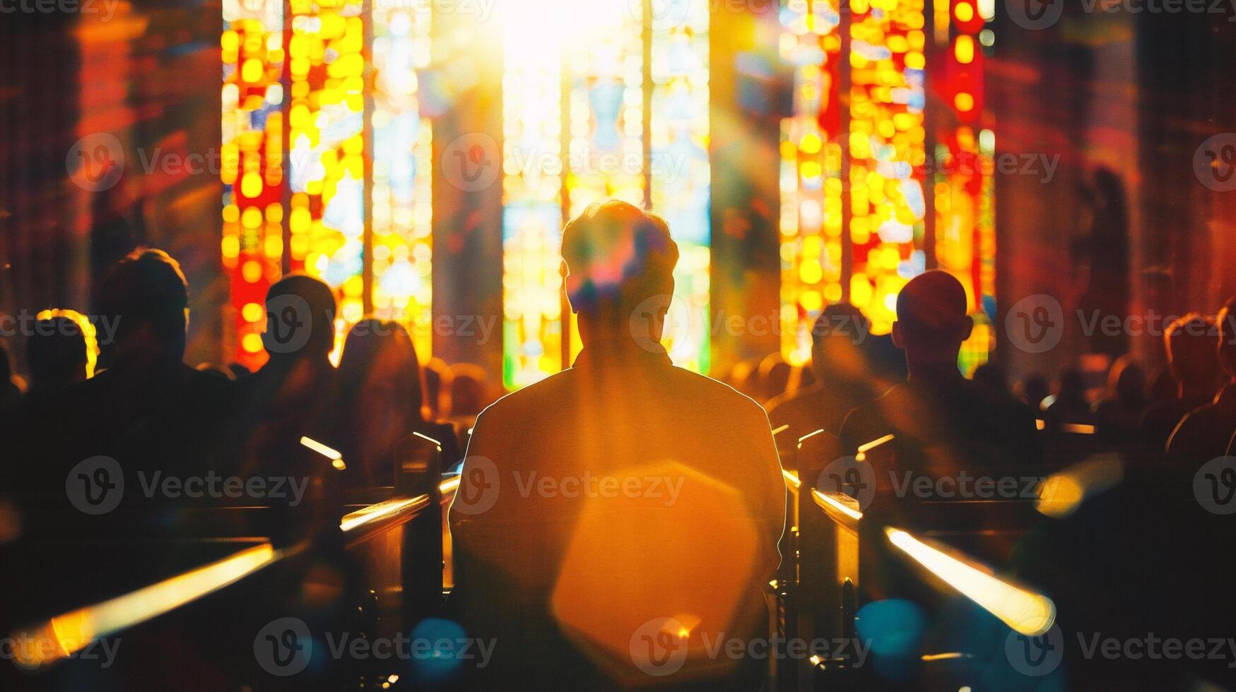 ai generado personas asistiendo un religioso ceremonia foto