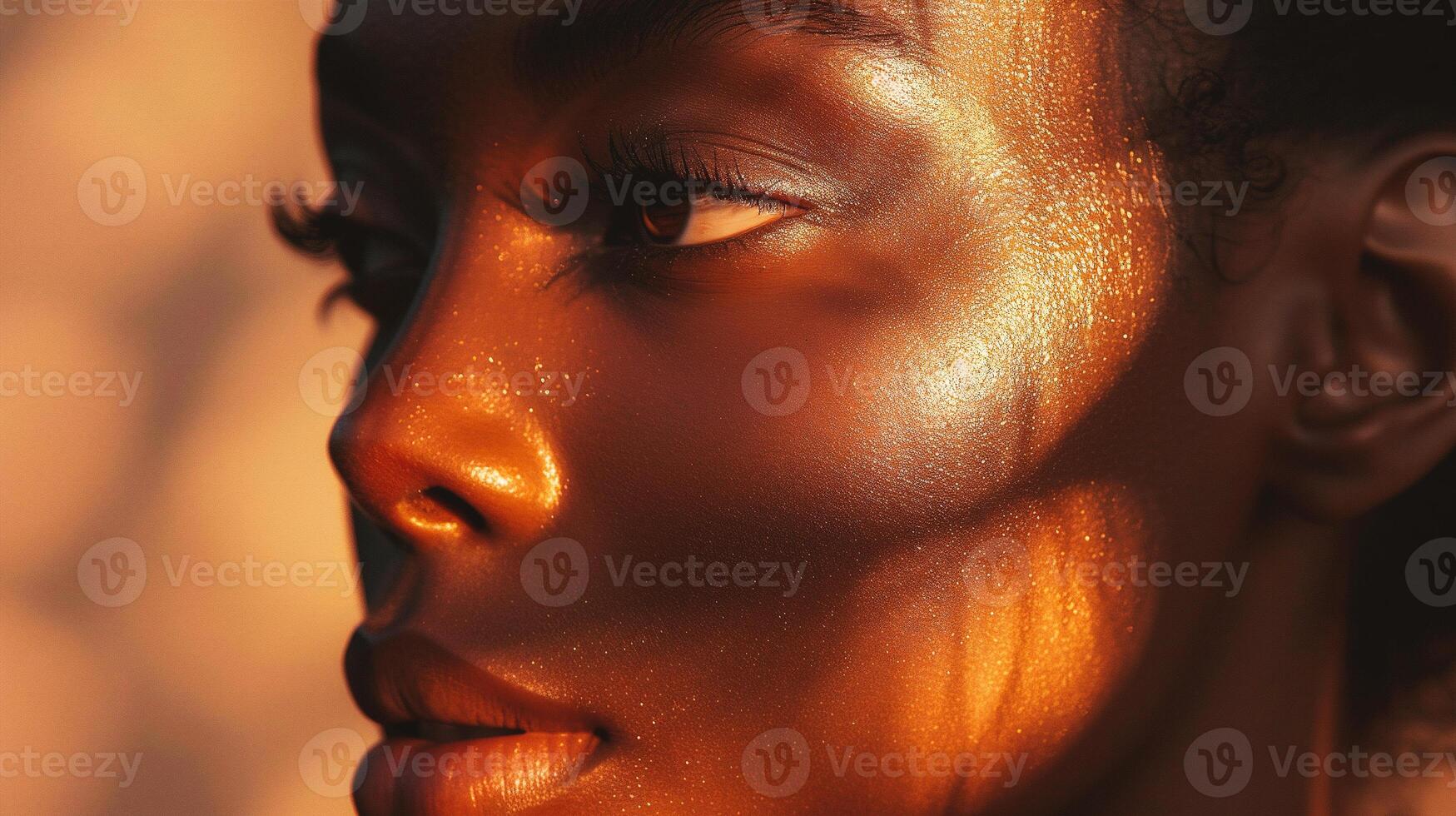 AI generated Close-up portrait of a beautiful african american girl. photo