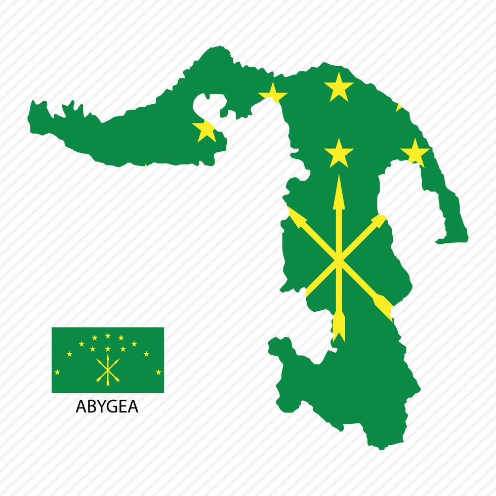 Vector illustration with abygea national flag with shape of abygea map.Volume shadow on the map