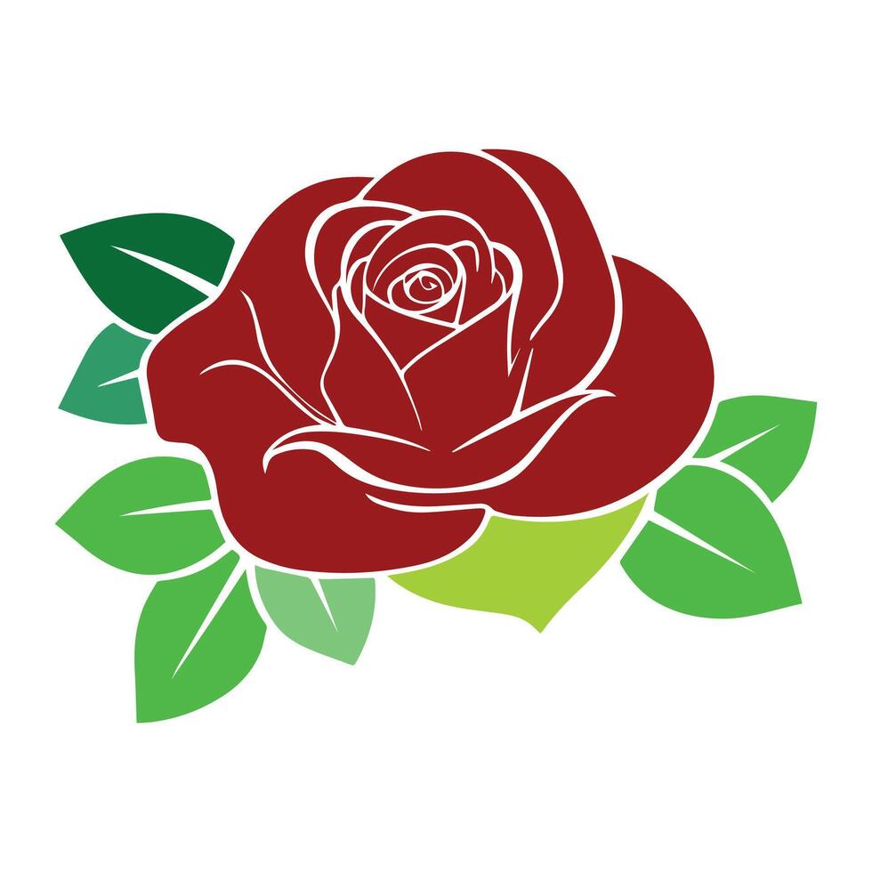 Hand drawn rose silhouette vector