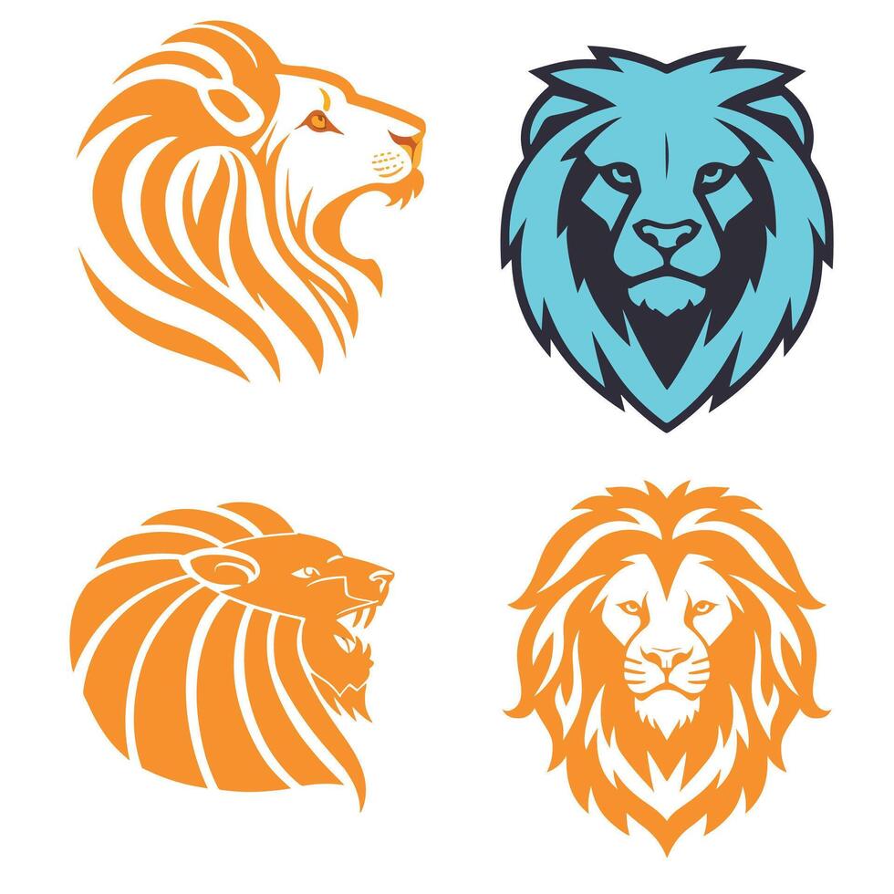 Lion head logo design vector icon template