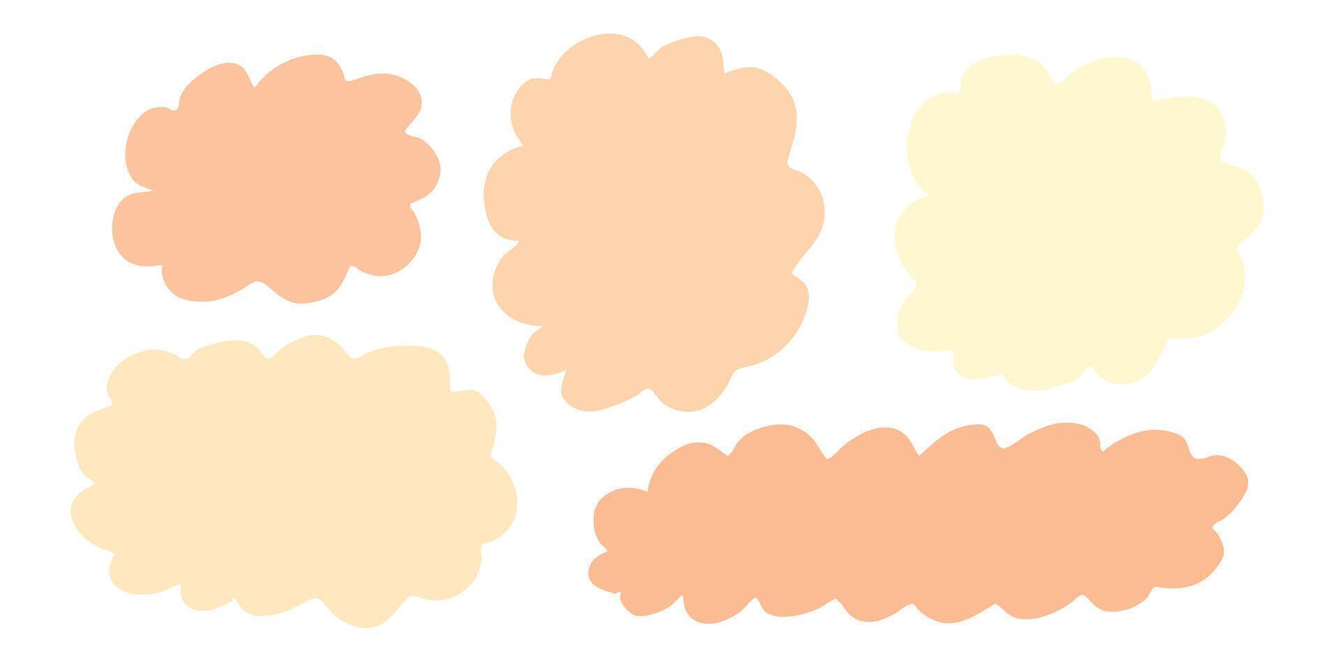 Hand drawn organic peach fuzz shapes set for social media stories. vector