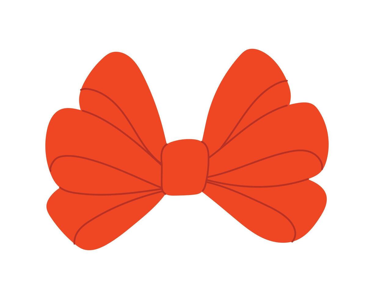 Red bow hand drawn illustration. vector