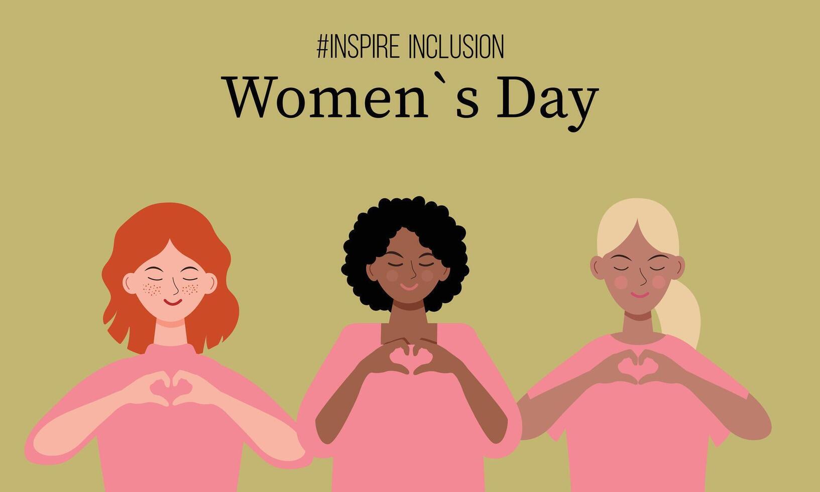 internacional mujer s día. inspirar inclusión campaña vector