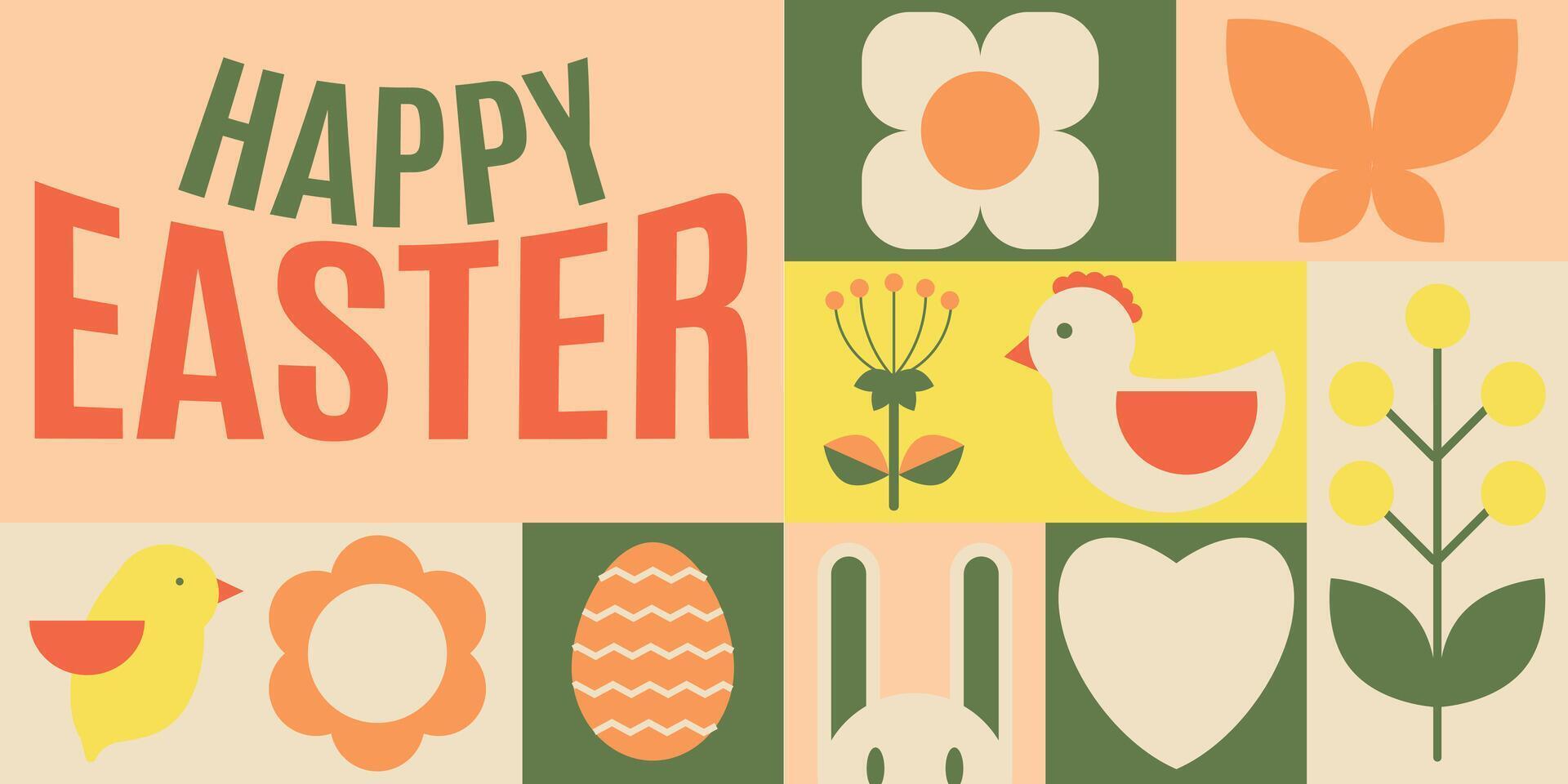 Happy Easter. Flat vector illustration. Abstract backgrounds