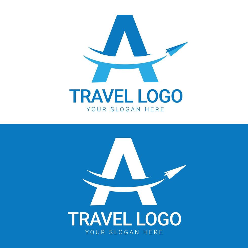 Modern letter A travel logo design vector