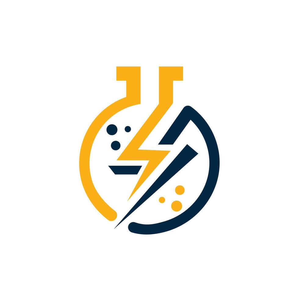 Flask and thunderbolt vector logo design