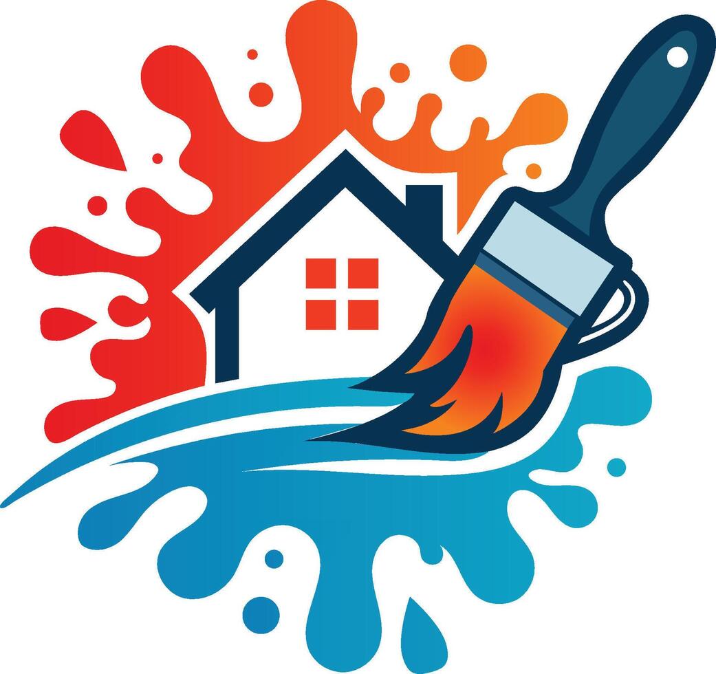 Paint House Splash Brush Logo Template Vector