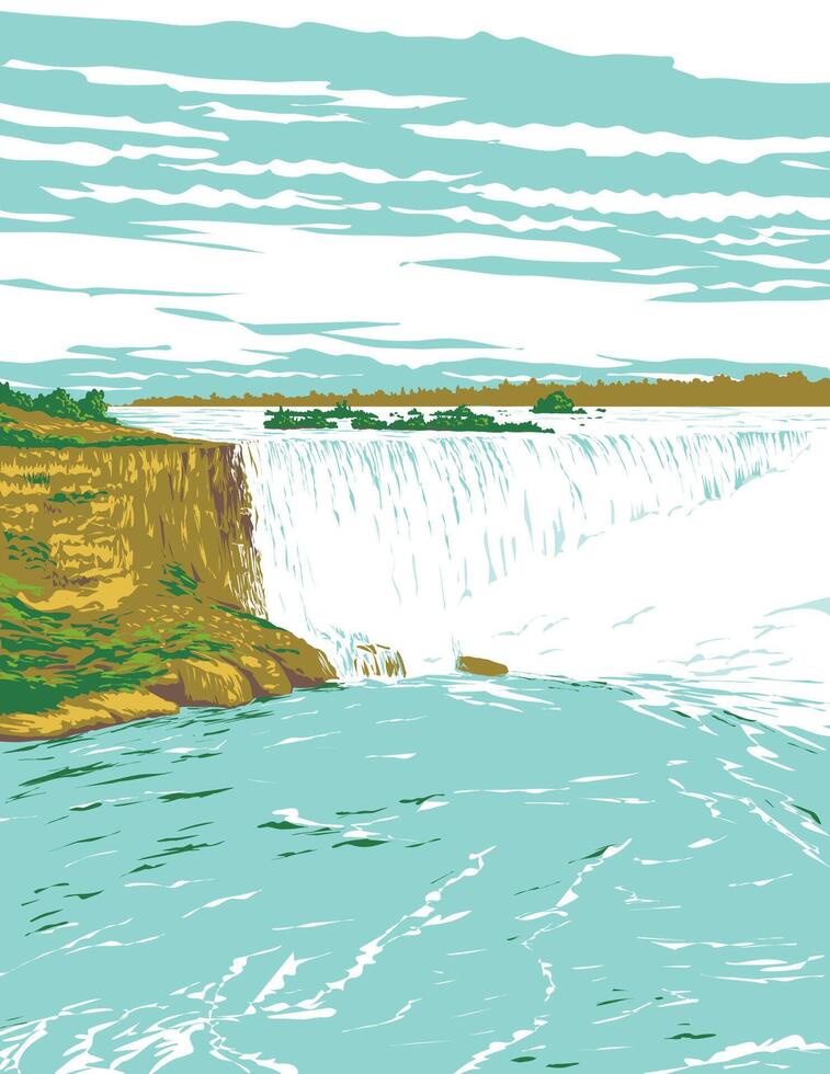 Horseshoe Falls in Niagara Falls Ontario Canada WPA Poster Art vector