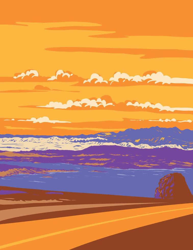 Lake Mead with Muddy Peak in Nevada and Arizona WPA Poster Art vector