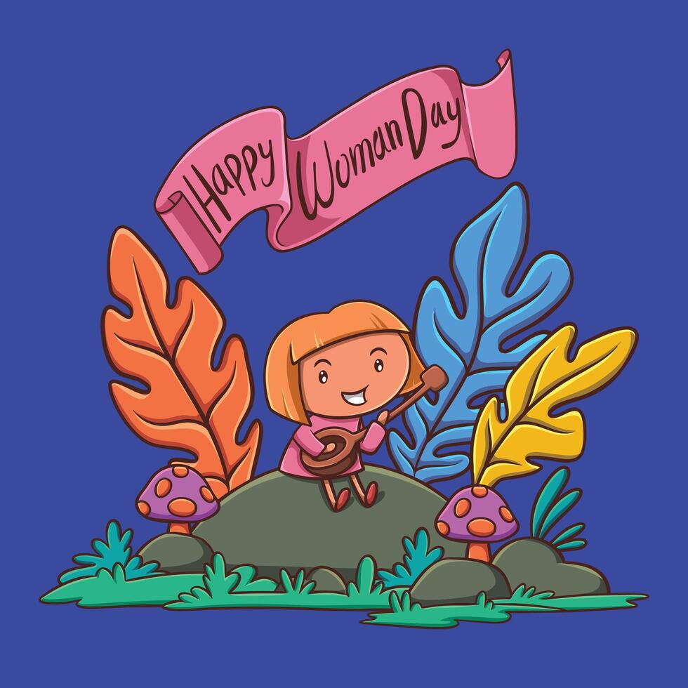 internacional De las mujeres día celebracion linda dibujos animados estilo vector