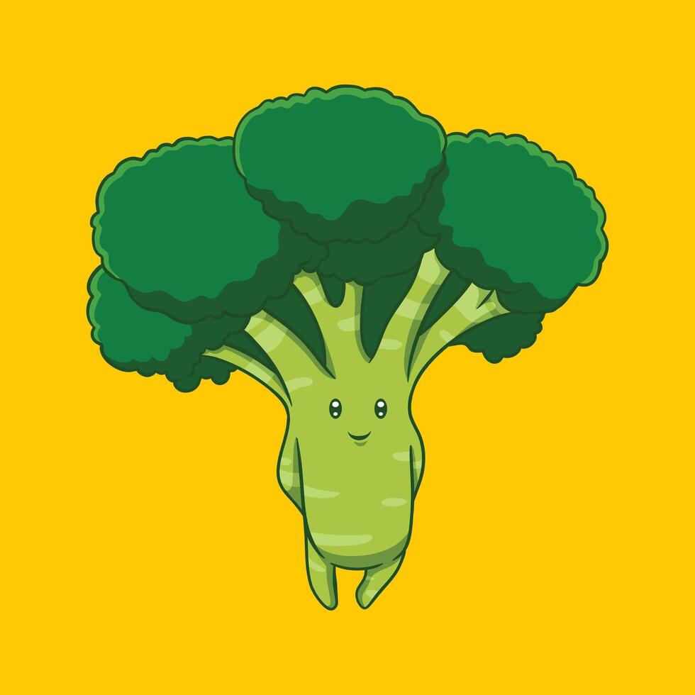 vegetal kawaii brócoli vector