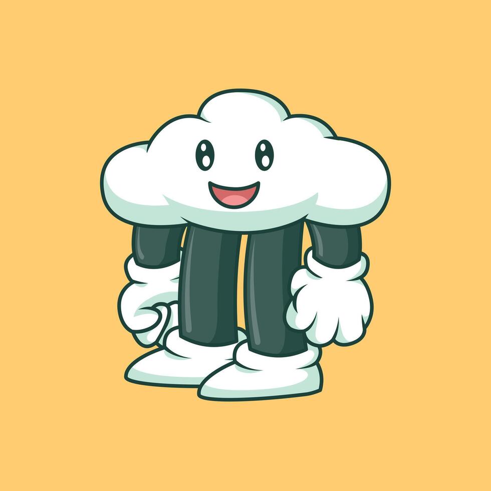 Print of Adorable Cartoon Cloud Character vector