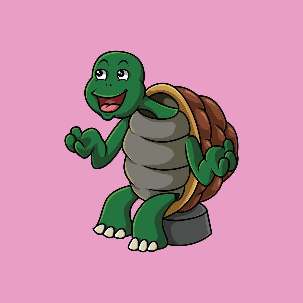 sentado Tortuga dibujos animados vector