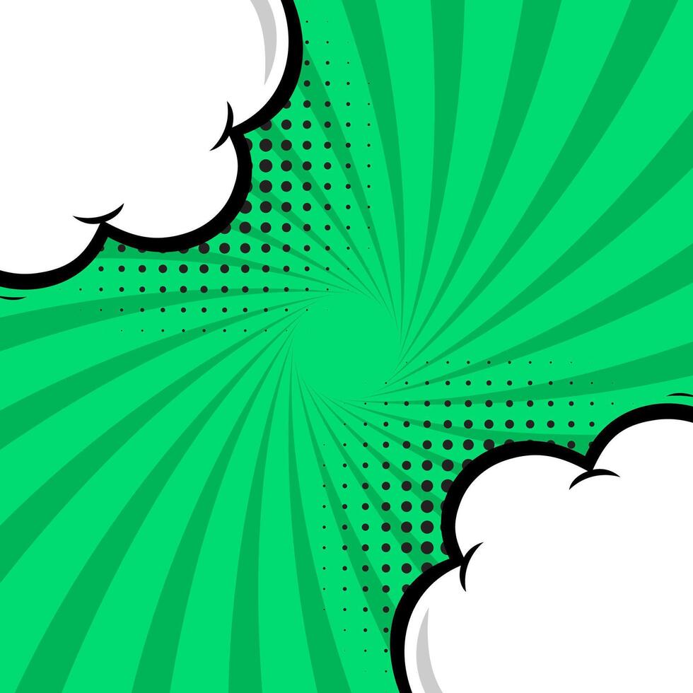 Comic style background in flat design, green color background vector