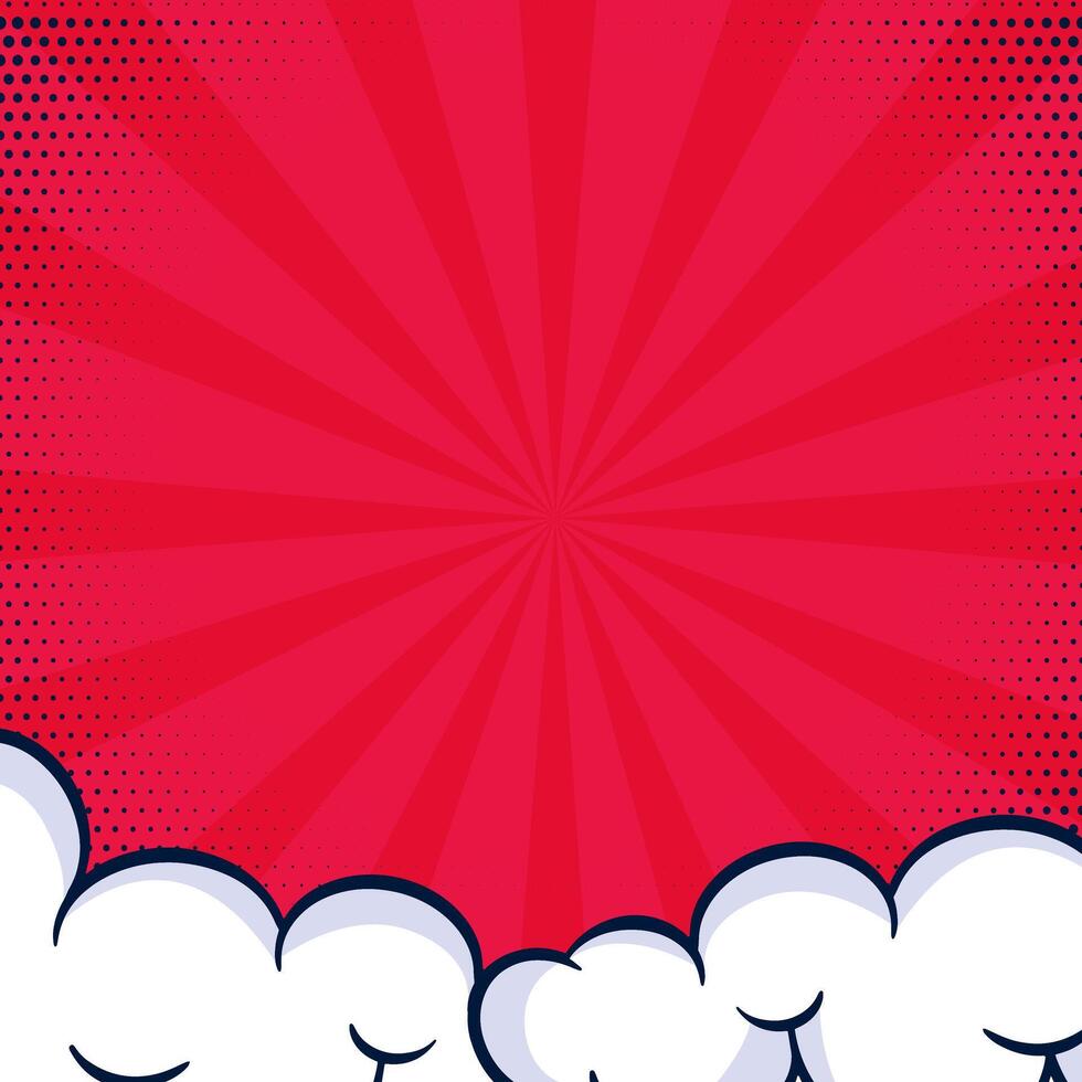 Comic style background in flat design, red color background vector