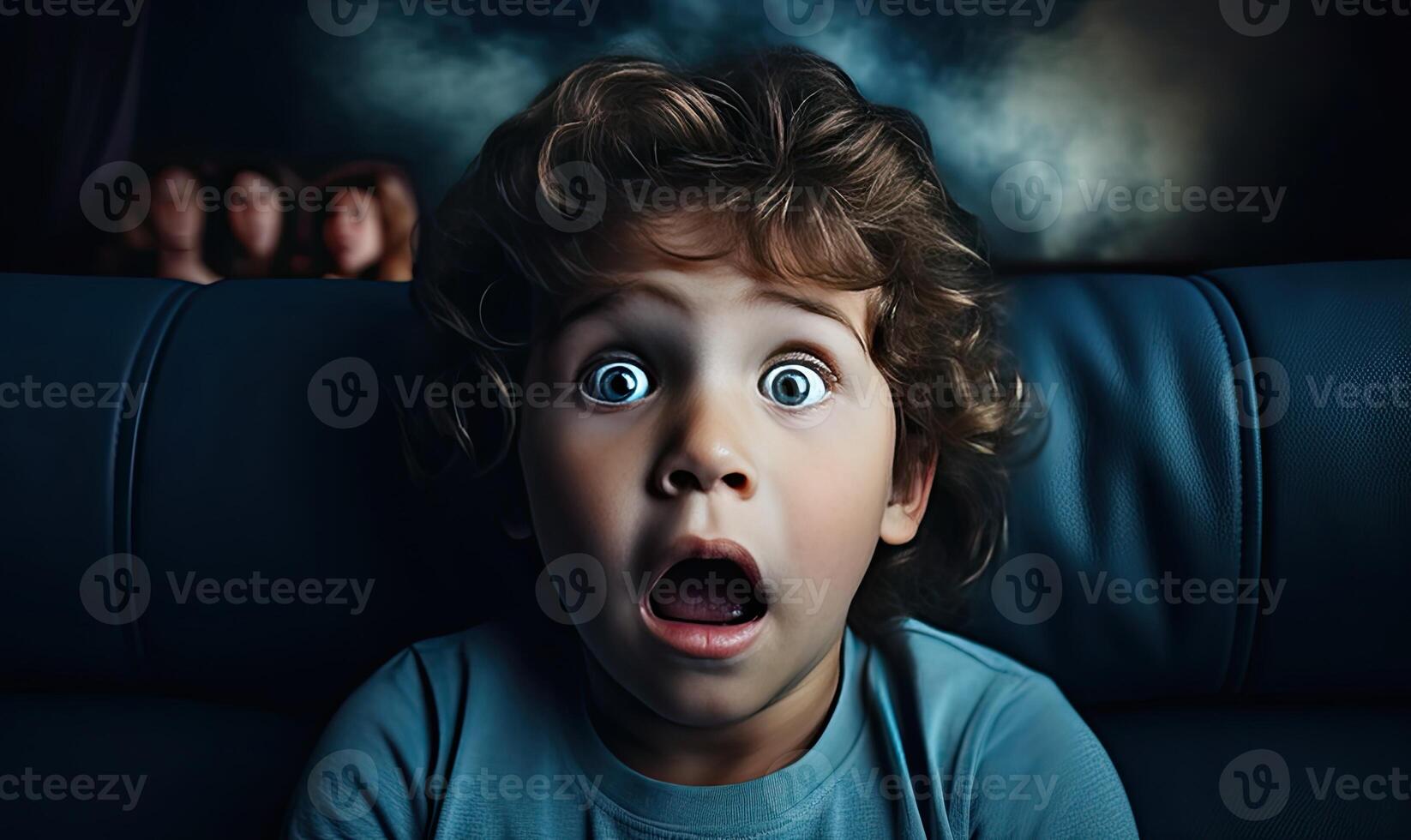 AI generated A Surprised Young Boy's Expression Captured in a Moment of Wonder photo