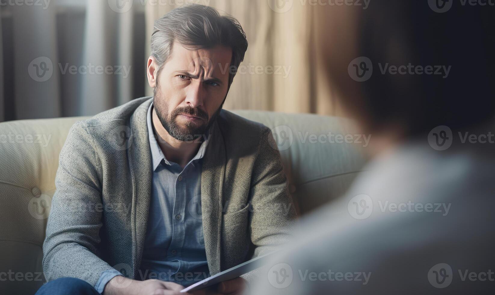 AI generated A Cozy Moment Man and Woman Enjoying Each Other's Company on a Couch photo