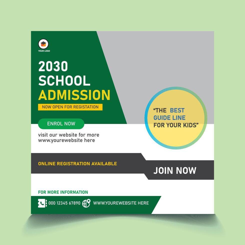 school admission social media post template vector