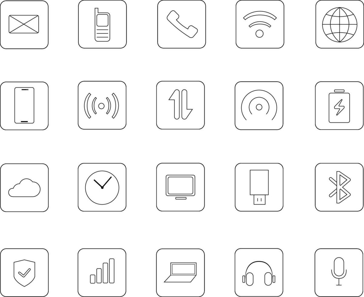 set of vector icons related to technology 20 icon