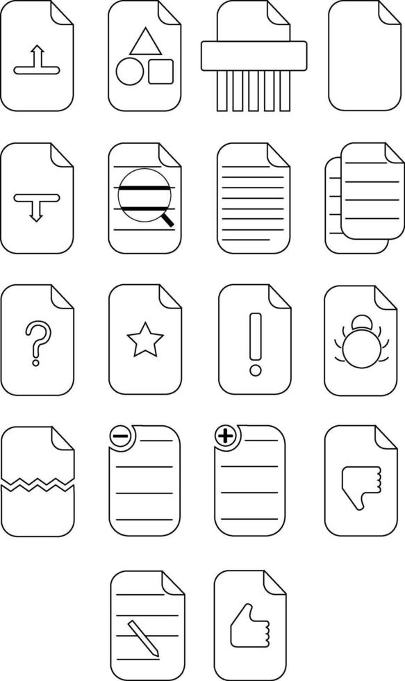 set of vector icons related to documents 18 icons