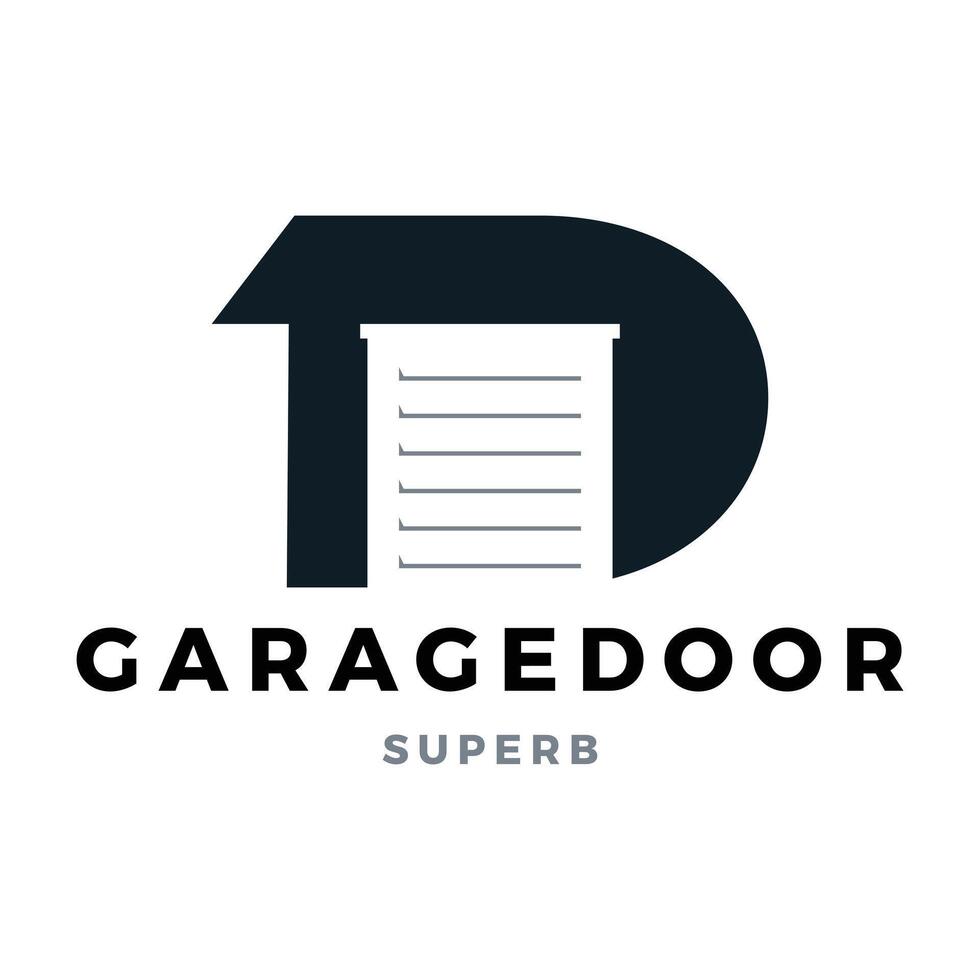 Initial Letter D Garage Door Icon Logo Design Template vector