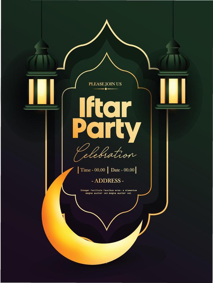 Iftar Party invitation. Text translation Generous Ramadan. Greeting banner Ramadan Kareem with ancient lantern and dried dates. Vector. vector