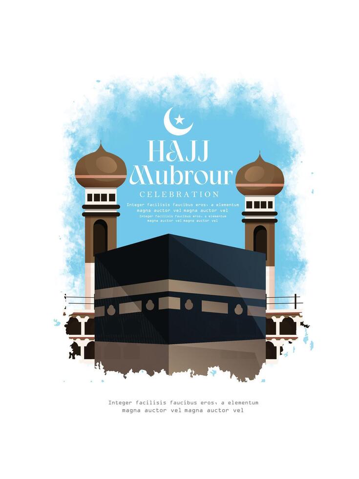 Hajj Mabrour arabic calligraphy islamic greeting with kaaba