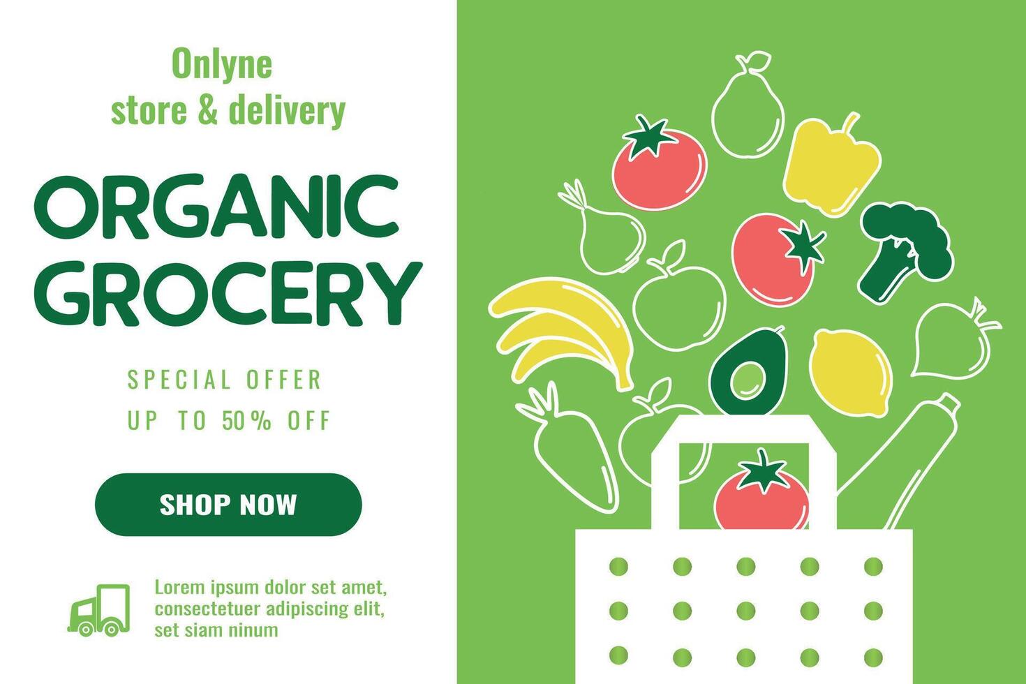 Organic Grocery shopping concept vector