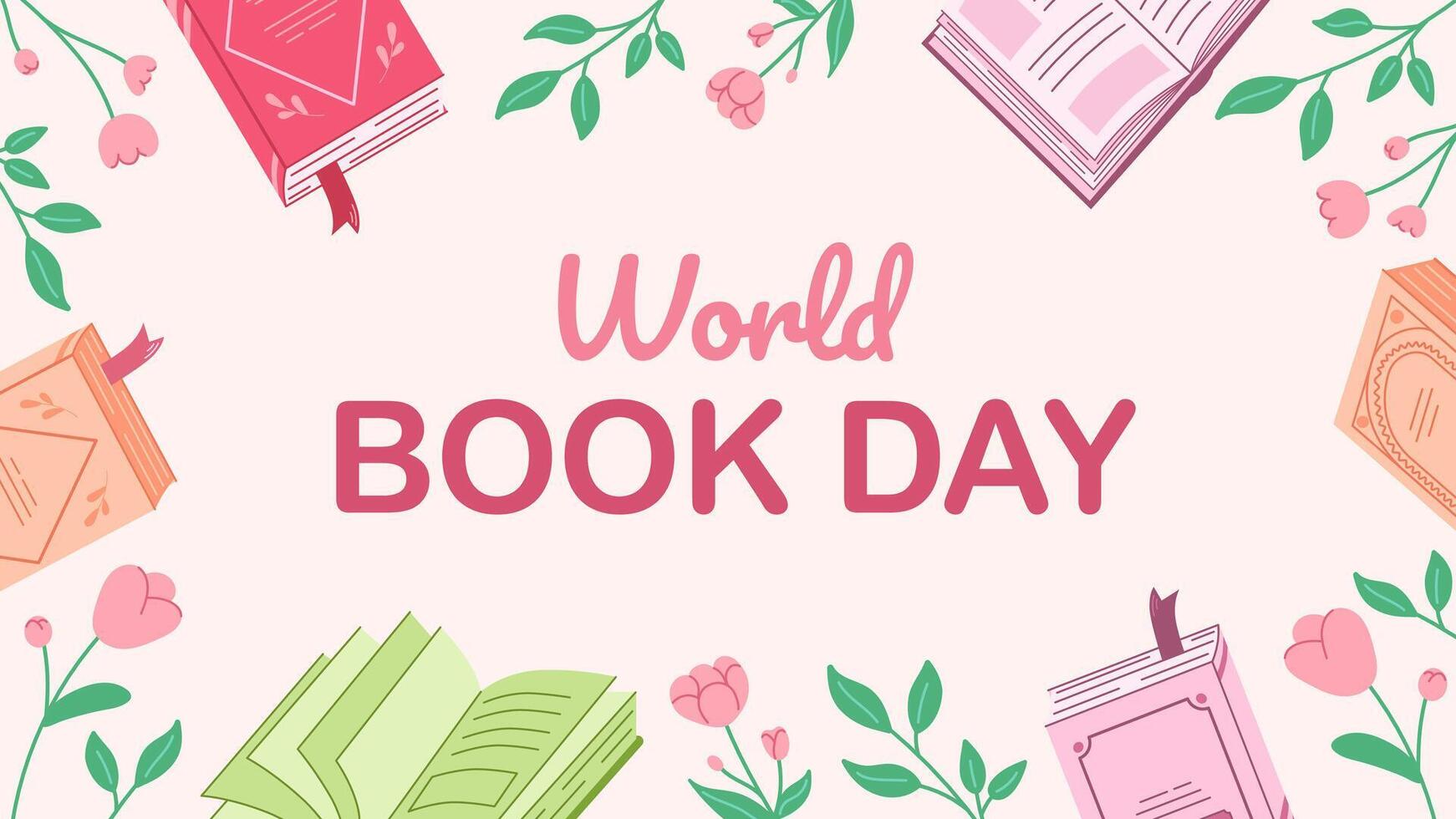 Banner for world book day celebration. Horizontal background with books for literary events in libraries, bookstores. vector