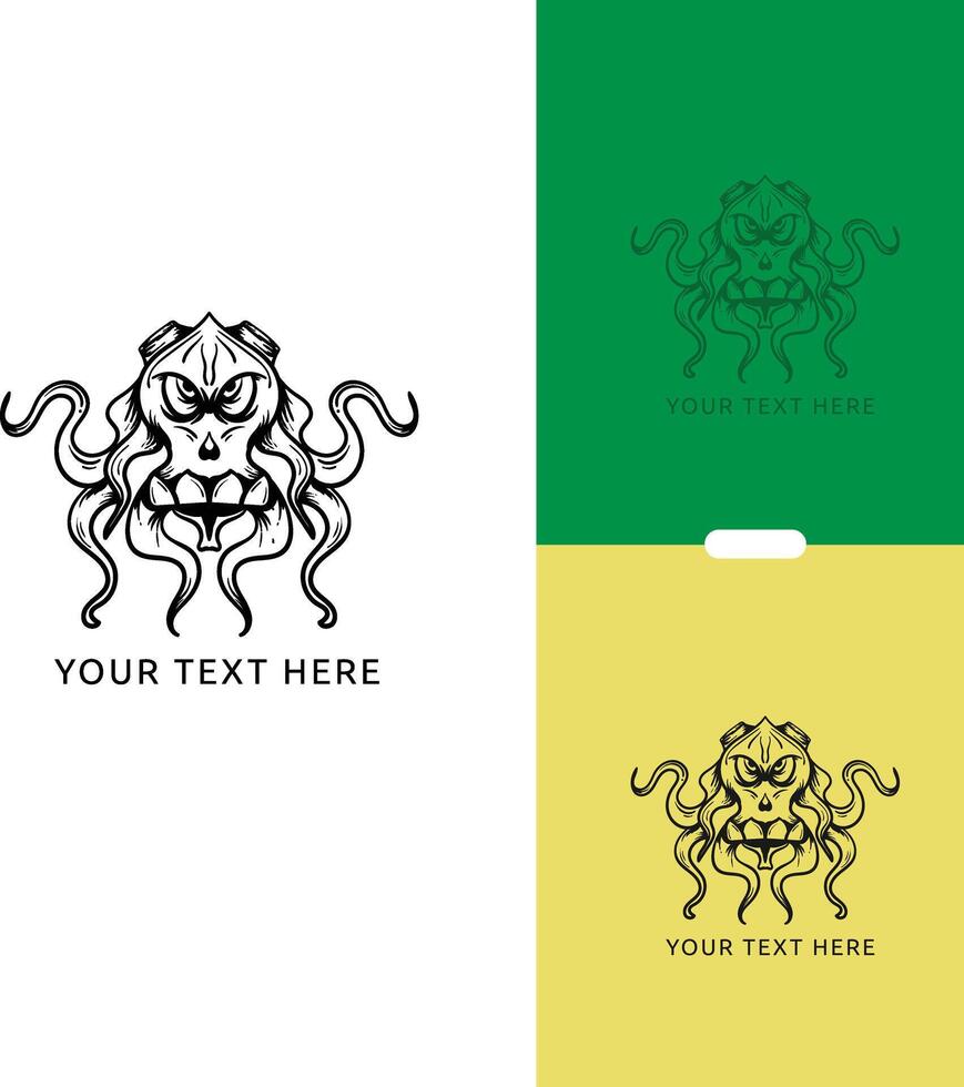 monster octopus logo template vector