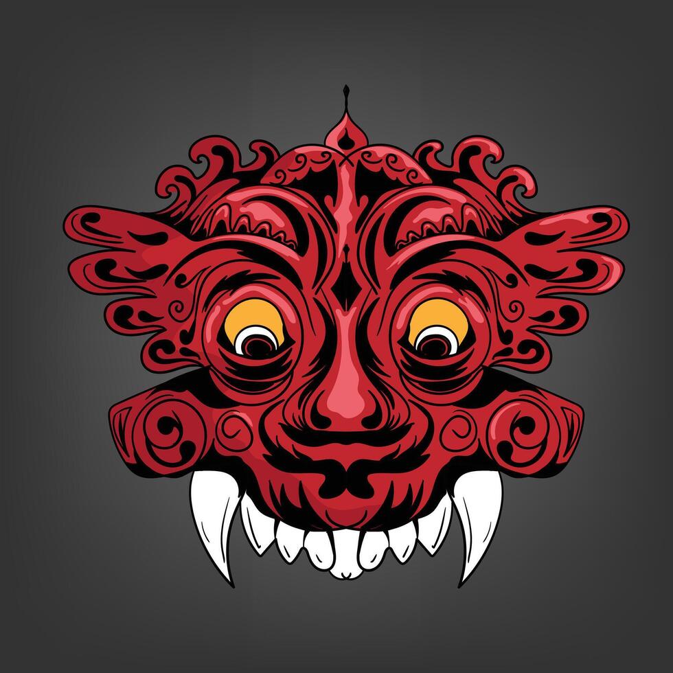 Indonesian traditional mask, monster mask illustration vector