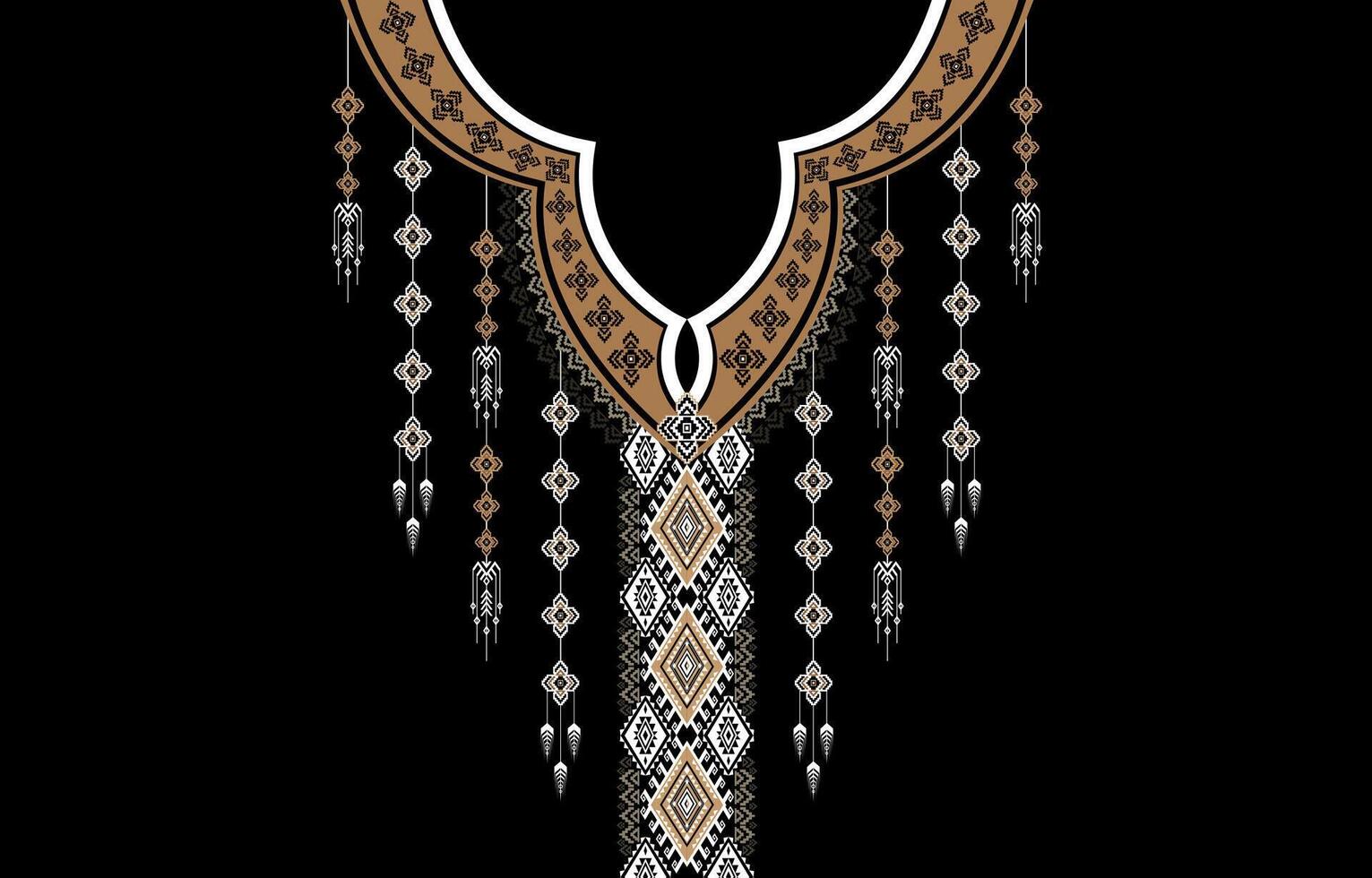 Geometric oriental pattern ethnic traditional flower  necklace embroidery designs for women fashion backgrounds,  wallpapers, clothes and wraps. vector